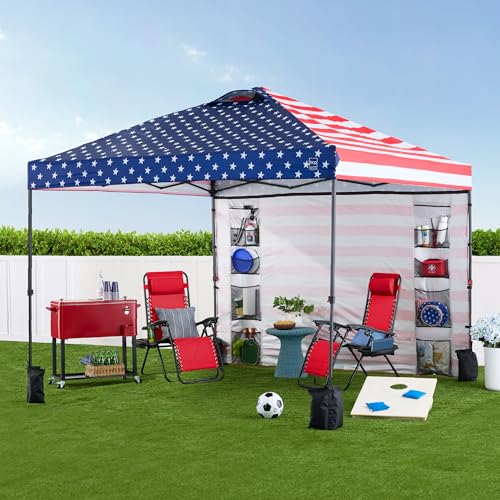 Best Choice Products 10x10ft Easy Pop Up Canopy w/Side Wall, 10 Pockets, Portable Carrying Case, 1-Button Setup, 4 Weight ...