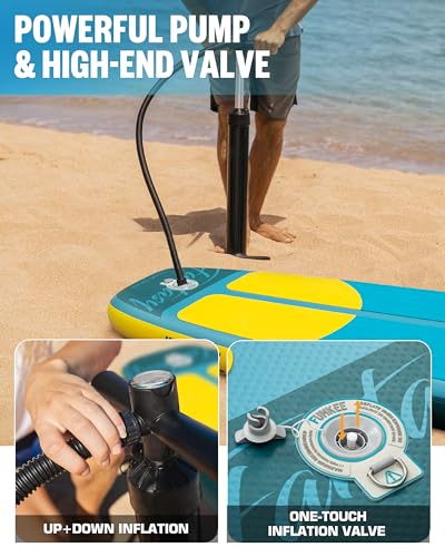FUNKEE 11’×34"×6" Extra Wide Inflatable Stand Up Paddle Board, Sup Board with Removable Fins, Backpack, Floating Paddle, S...