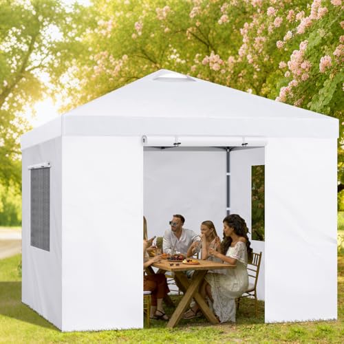 FLAGLY 4 Pack Canopy Sidewalls for 10x10ft Pop up Tent– Mesh Window & Zipper Door Panels for Instant Canopy Enclosure, Wat...