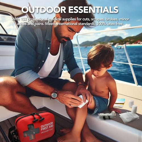 152 PCS Waterproof First Aid Kit, Portable Small Boat Dry Bag Bug Out Bags, Emergency Medical Kit Ideal for Boating, Campi...