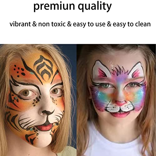 12 PCS Glow Face Body Paint, Glow In The Dark Under UV Black Light Sticks Makeup Neon Face Painting Kits for Adult Hallowe...