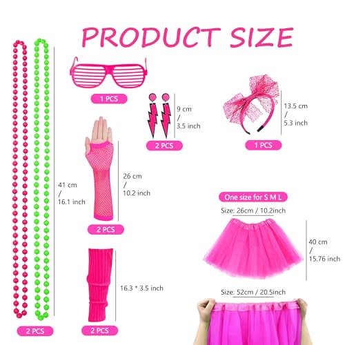 80s Outfit Women Costume Accessories Set T Shirt Shorts Tutu Skirt Neno Party Leg Warmers Headband