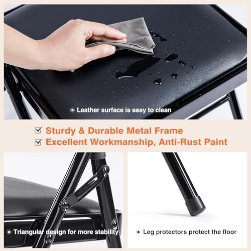 Sweetcrispy Folding Chair 12 Pack, Leather Padded Folding Chairs, Sturdy Metal Foldable Chairs, Easy to Use and Store, Out...