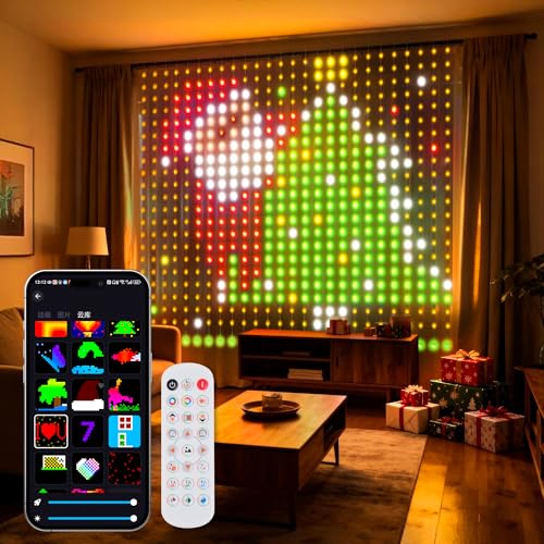 Smart LED Curtain Lights, RGB+IC Color Changing Holiday Wall Lights, 6.6x6.6ft 400 LEDs, Indoor Dynamic DIY String Lights,...