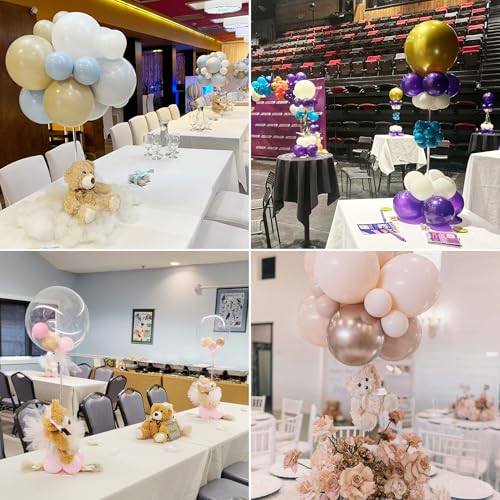 Toosci 10 Pack Balloons Stands for Tables, 23.6 Inch Acrylic Balloon Centerpiece Stands with Clear Base, Balloon Stick Hol...