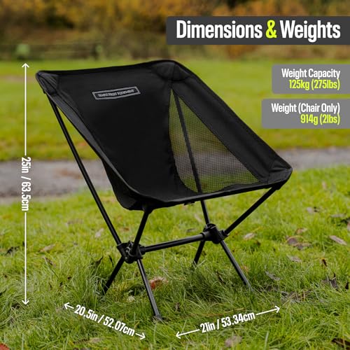 Temple Street Equipment TSE LC100 Compact Camping Chair, 2lbs Super Lightweight Outdoor Folding Chair. Portable for Hikin...