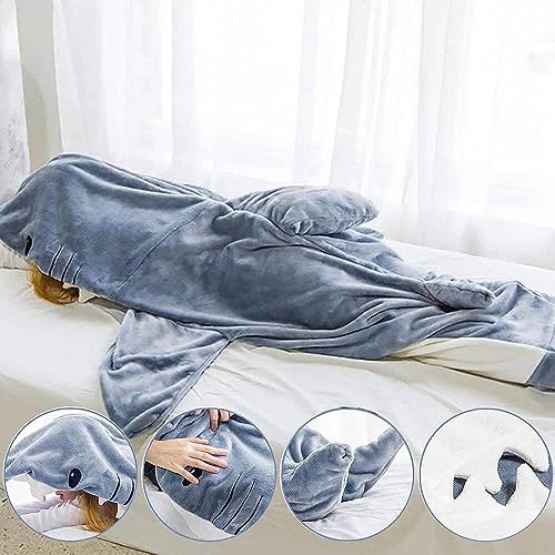 inkArts Shark Blanket Hoodie Onesie for Adult & Kid, Wearable Shark Sleeping Bag, Soft Cozy Onesie Costume