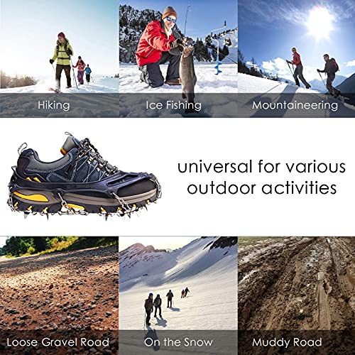Crampons Ice Cleats Traction Snow Grips for Boots Shoes Women Men Anti Slip 19 Stainless Steel Spikes Safe Protect for Hik...