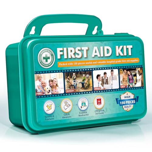 General Medi 150 Pieces Hardcase First Aid Kit - First Aid Box Contains Premium Medical Supplies for Travel, Home, Office,...