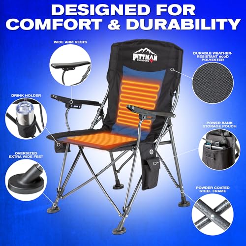 Pittman - Heated Camping Chair for Adults - The Perfect Heated Chairs for Outdoor Sports or Elevating Your Campsite. Heate...