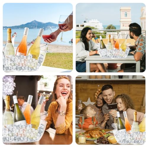 Ice Buckets for Parties, Ice Bucket 2 Pcs Acrylic Champagne Beverage with 2 Ice Bucket Scoop for Champagne Beer Sparkling ...