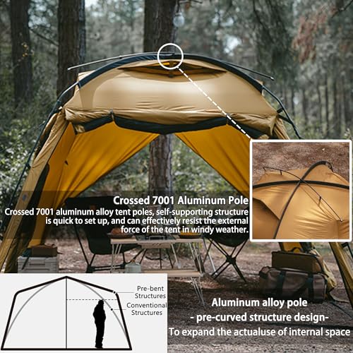 Naturehike Dune Hot Tent with Stove Jack, 117 sq ft 4 Seasons Camping Tent, 2-4 Person Waterproof Large Tent for Family, C...