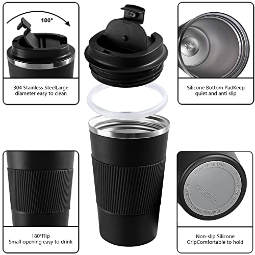 YINBAOGE Insulated Travel Coffee Mug, Spill & Leak Proof, Portable To Go Camping Stainless Steel Coffee Tumbler, Reusable ...
