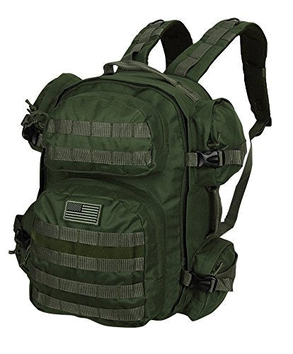 Men's Large OD Green Expandable Tactical Molle Hydration-Ready Backpack Daypack Bag