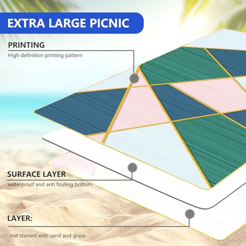 DanCoom Picnic Blanket, Foldable Waterproof Sand Mat,80" x 80" Extra Large Picnic Blanket,Outdoor Mat Beach Blanket for Ca...