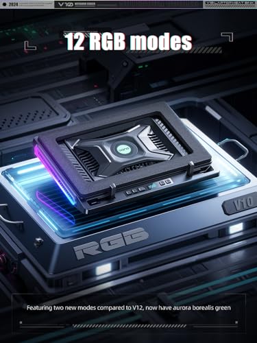 llano V10 Gaming Laptop Cooling Pad, RGB Laptop Cooler Stand with Powerful 4.72 Inch External Turbo Cooling Fan, Fast Cool...