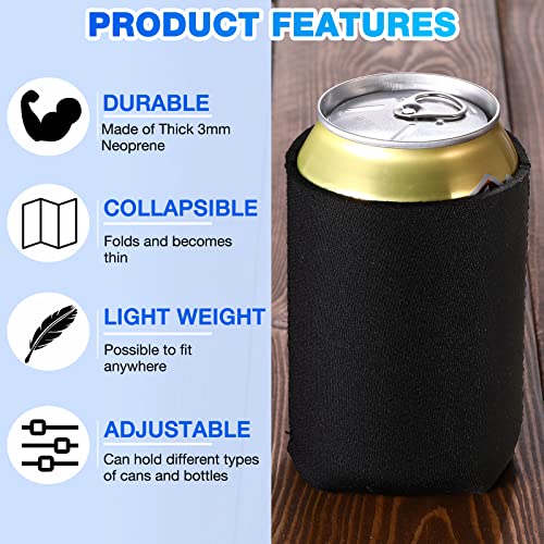 CHENGU 60 Packs Blank Can Cooler Sleeves Soda Neoprene Can Sleeve Drink Insulator Sleeve Collapsible for Parties, Events o...