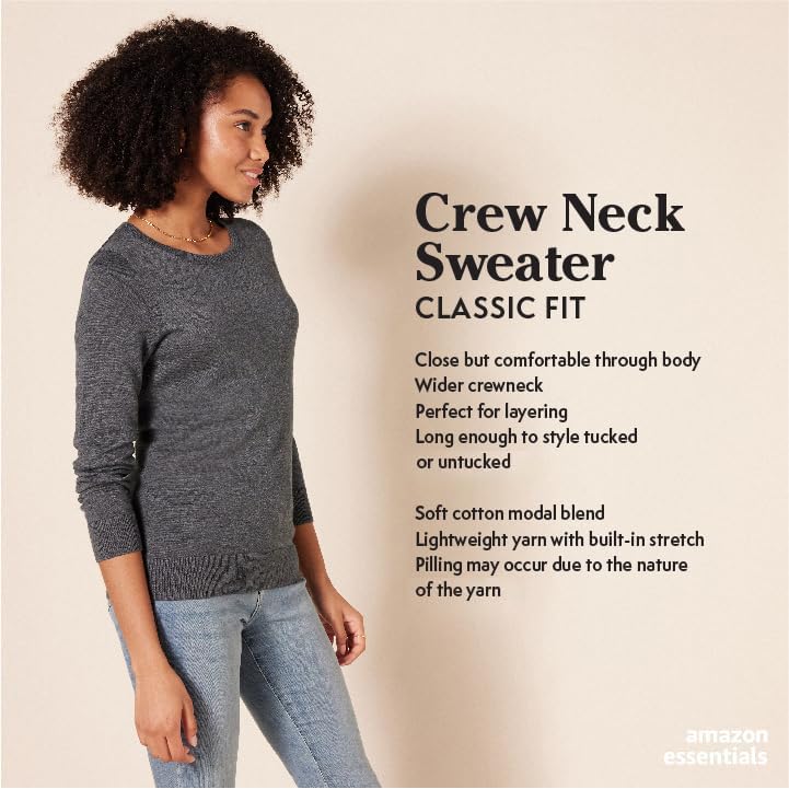 Amazon Essentials Women's Long-Sleeve Lightweight Crewneck Sweater (Available in Plus Size)