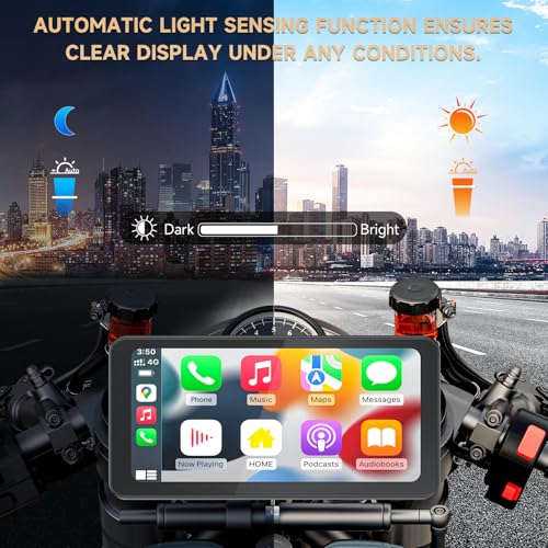Spedal CL871 6.25" Motorcycle CarPlay ＆ Android Auto Screen, Full Body Waterproof, GPS Navigation for Motorbike, Bluetoot...