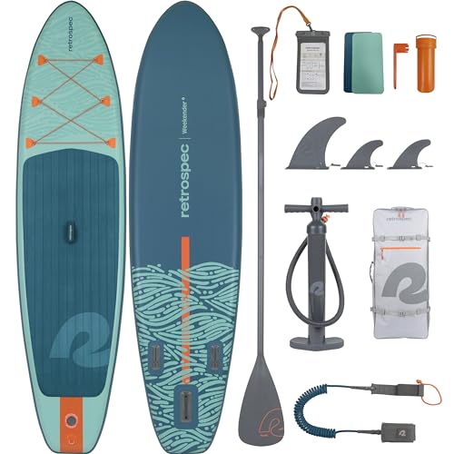 Retrospec Weekender Inflatable Stand Up Paddle Board Includes Paddle, Pump, and Accessories 10’6” Lightweight iSUP, Punctu...