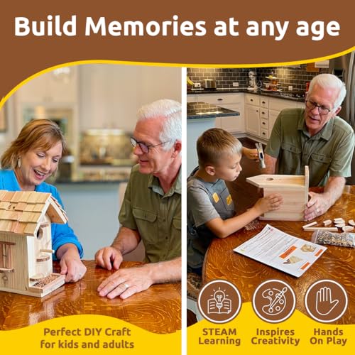 SparkJump Premium Wooden Bird House Kit - Build it Yourself Birdhouse - Birdhouse Kits for Adults to Build - Woodworking A...