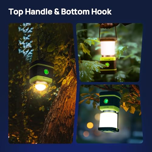 Consciot LED Battery Powered Camping Lantern, 1000LM, 4 Light Modes, IPX4 Waterproof Portable Tent Flashlight for Power Ou...