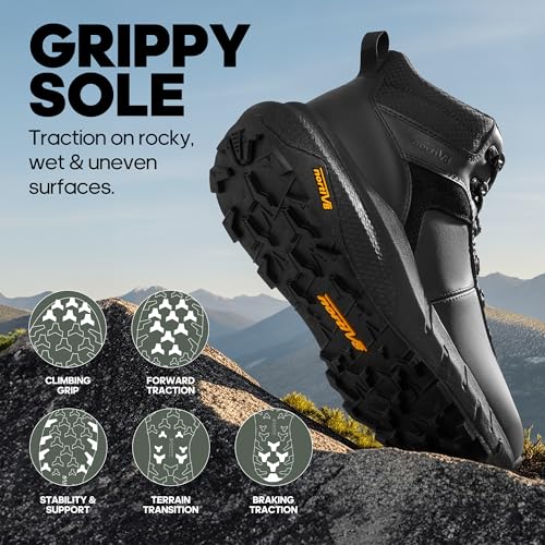 NORTIV 8 Men's Waterproof Hiking Boots Lightweight Outdoor Mid Trekking Winter Snow Leather Shoes DriftShield