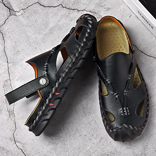 Shaire Men'S Sandals Outdoor Leather Closed Toe Beach Shoes