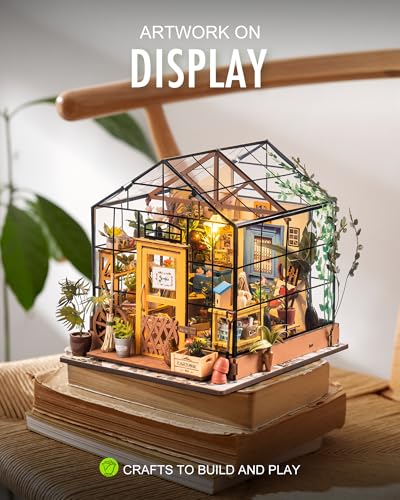 Rolife DIY Miniature Greenhouse Kit, Tiny/Mini House Making Kit with Furniture for Adults, Furniture, Halloween/Christmas ...