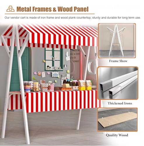 Foldable Iron Snack Cart – 150cm – Portable Dessert & Snack Display Stand for Outdoor Events Beach Parties & Festivals Mar...