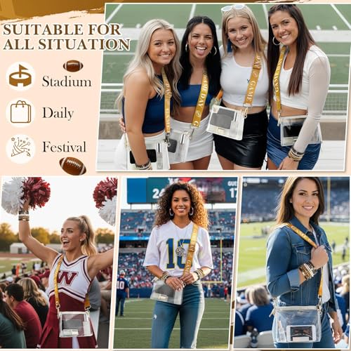 Tondiamo 10 Pcs Game Day Transparent Bag & Bracelet for Stadium Events Game Day Stadium Approved Football Accessories Outfits