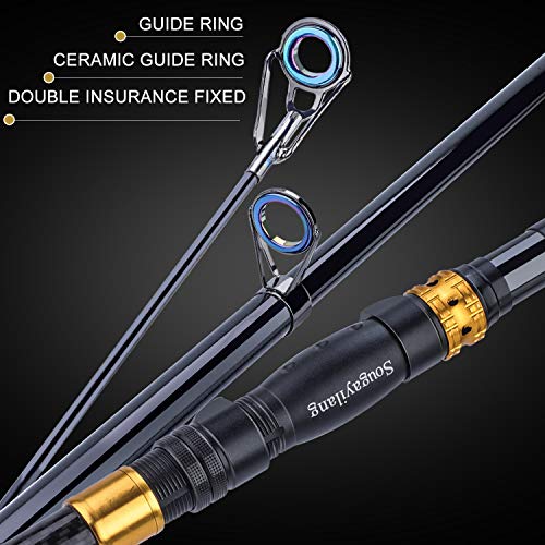 Sougayilang Fishing Rod Reel Combos Carbon Fiber Telescopic Fishing pole with Spinning Reel for Travel Saltwater Freshwate...