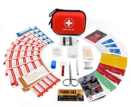 Mini First Aid Kit, 100 Pieces Water-Resistant Hard Shell Small Case - Perfect for Travel, Outdoor, Home, Office, Camping,...