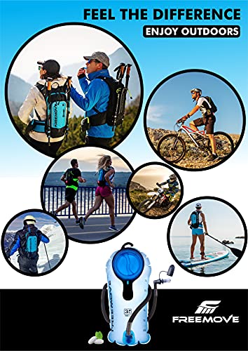 FREEMOVE Hydration Bladder 2L / 3L Water Bladder for Hiking Backpack >Blue or Green< Leak Proof Hydration Pack, Tasteless...