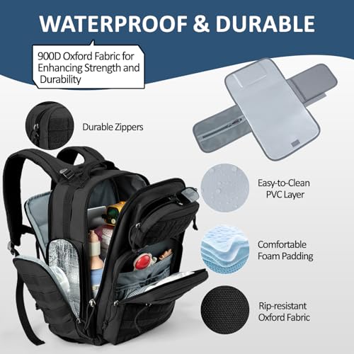 MIRACOL Outdoor Military Diaper Bag: Tactical Style Baby Backpack with Insulated Pockets & Changing Pad - Hiking Camping E...