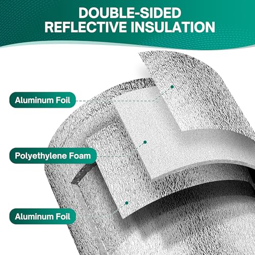 HADOR Window Insulation for Winter, Reflective Insulation Roll 48 in X 10 Feet, Double-Sided Aluminum Foam Core Radiant Ba...
