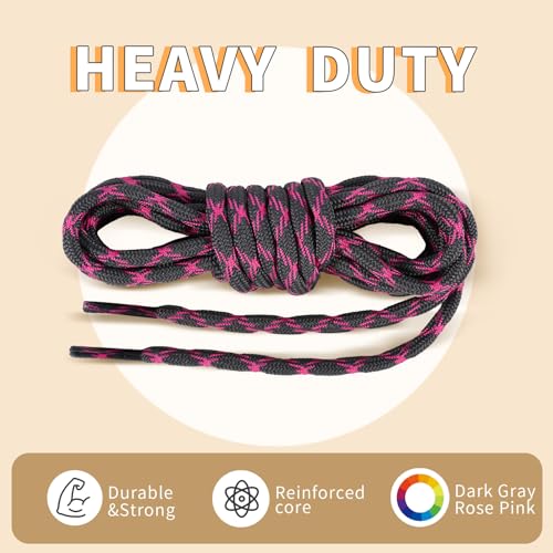 Stepace Wave Round Boot Laces [2 Pairs] Heavy Duty Shoelaces,Work Boots & Hiking Shoes