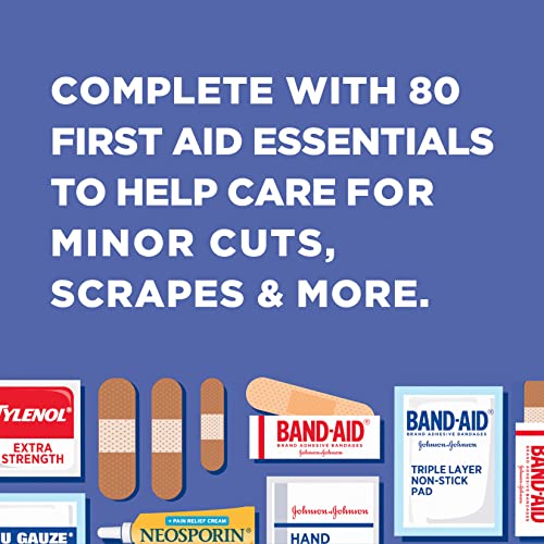 BAND-AID Brand Travel Ready Portable Emergency First Aid Kit for Minor Wound Care, Perfect for Home, Car, Travel, Camping ...