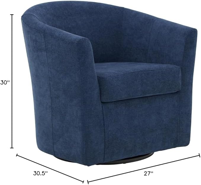 Pemberly Row 19" H Traditional Fabric Swivel Club Chair in Indigo