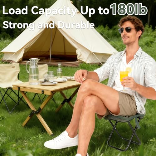 BOLGRLONG Portable Foldable Backpack Stool, Portable Chair Ultralight Collapsible Stool with Carry Bag for Outdoor Campin...