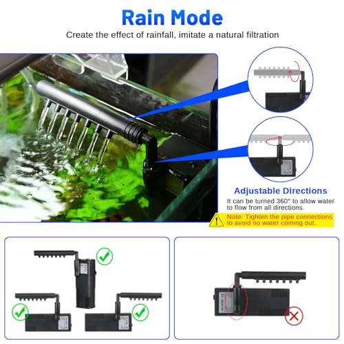 Aquarium Filter Small Betta Fish Tank Filter for 2-15 Gallon Silent 4-in-1 Adjustable Air Flow Fish Turtle Shrimp Tank Fil...