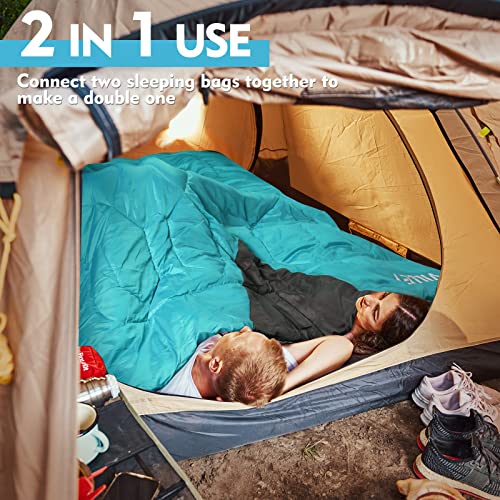 VILLEY Camping Sleeping Bag, Lightweight Backpacking Sleeping Bag with Carrying Bag for Adults & Kids, Outdoor Camping Hik...