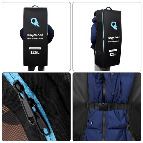 SOUUXIU 105L/125L Inflatable Paddleboard Bag Durable SUP Board Backpack Bag Large Capacity Stand Up Board Travel Bag Porta...
