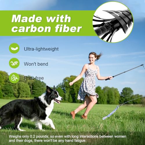 Msnaile Carbon Fiber Flirt Pole for Dogs, 0.2 Pounds Lightweight Dog Flirt Pole for Large Medium Small Dogs, Telescopic Fl...