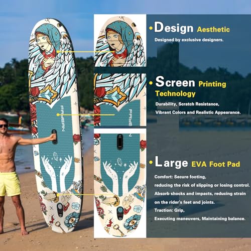 Inflatable Paddle Board,Extra Wide 10.6'/11' Stand Up Paddle Board with Sup Accessories,400lbs Capacity for Family with Sa...
