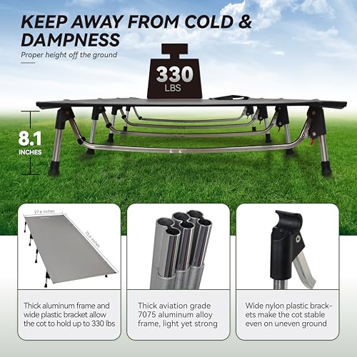 MARCHWAY Lightweight Folding Tent Camping Cot Bed with Lever Lock, Easy Setup Portable Compact for Outdoor Travel, Huntin...