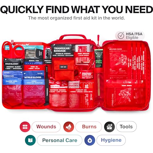 SurviveX Large First Aid Kit for Car, Travel & Home - Emergency Kit for Hiking, Camping, Backpacking and Outdoors - Includ...