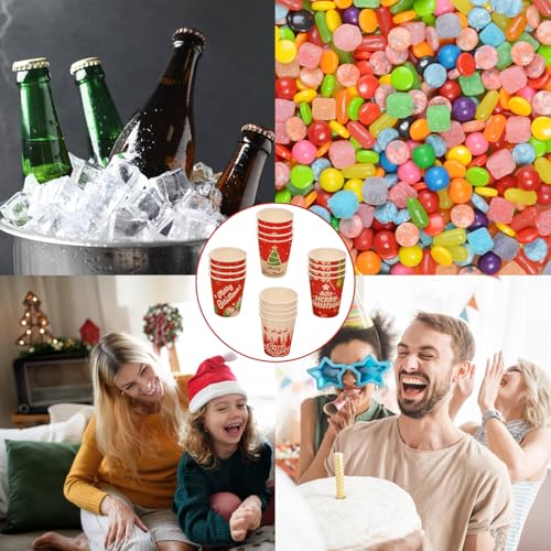 ZynoQuark 64 PACK Christmas Cups Disposable, 9 oz Paper Cups Holiday Winter Style Designs for Hot Chocolate Coffee & Tea, ...
