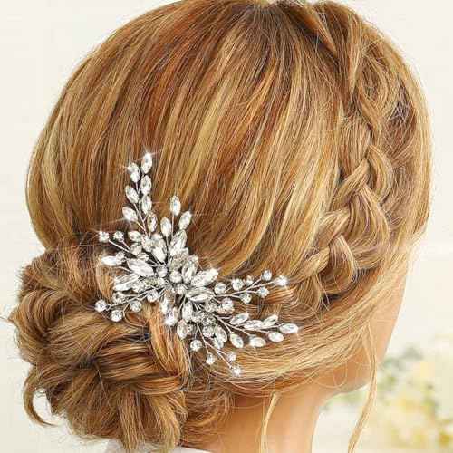 Easedaily Bride Wedding Hair Comb Silver Crystal Hair Pieces Rhinestone Headpieces Bridal Clip Side Combs Hair Accessories for Women and Girls