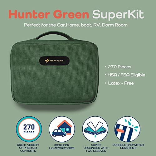 Keep Going Travel First Aid Kit Bundle of 2 Kits, First Aid Kit for Car, Home, Dorm, & Boat with Latex-Free Bandages – Tra...